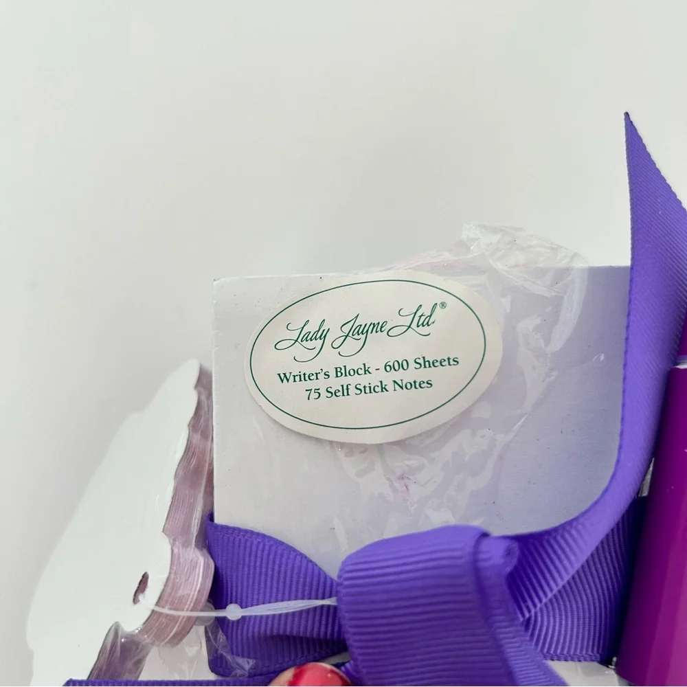Lady Jayne Notepad Block with Purple Ribbon and pen NWT